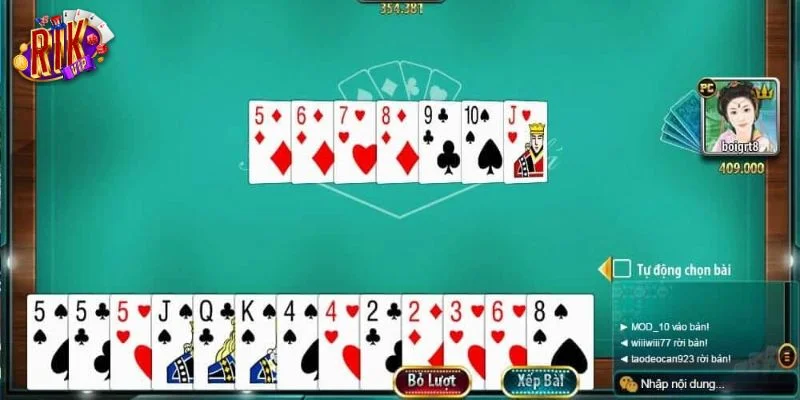 Luật chơi tiến lên miền Bắc rất dễ hiểu, dễ tham gia tại RIKVIP.